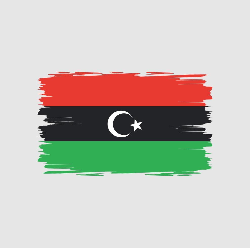 bandera de libia con estilo de pincel de acuarela vector