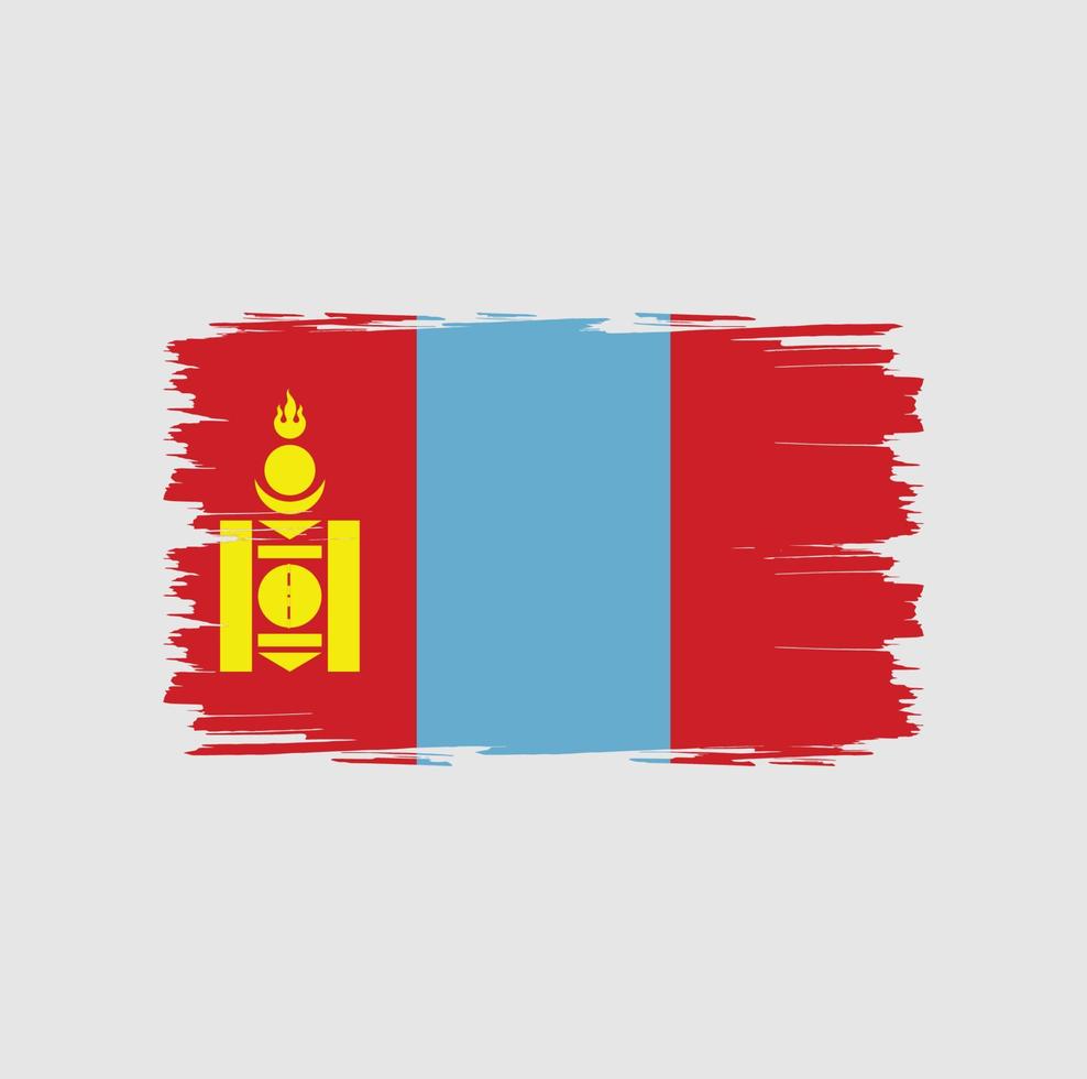 bandera de mongolia con estilo de pincel vector