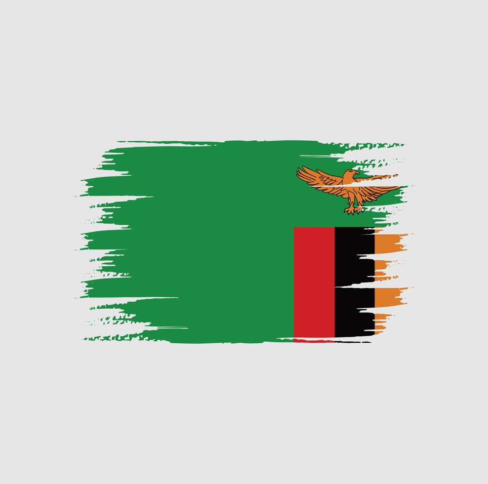 Zambia Flag Brush vector