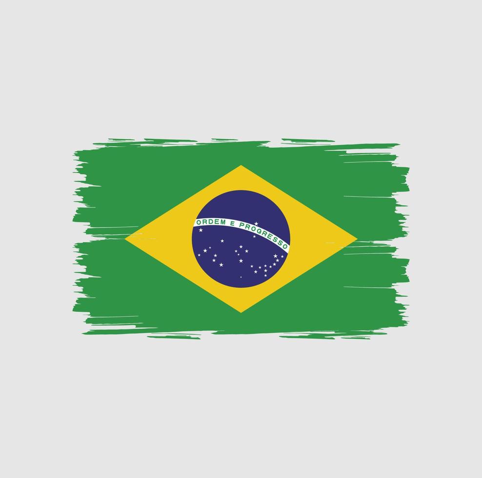 bandera de brasil con estilo de pincel de acuarela vector