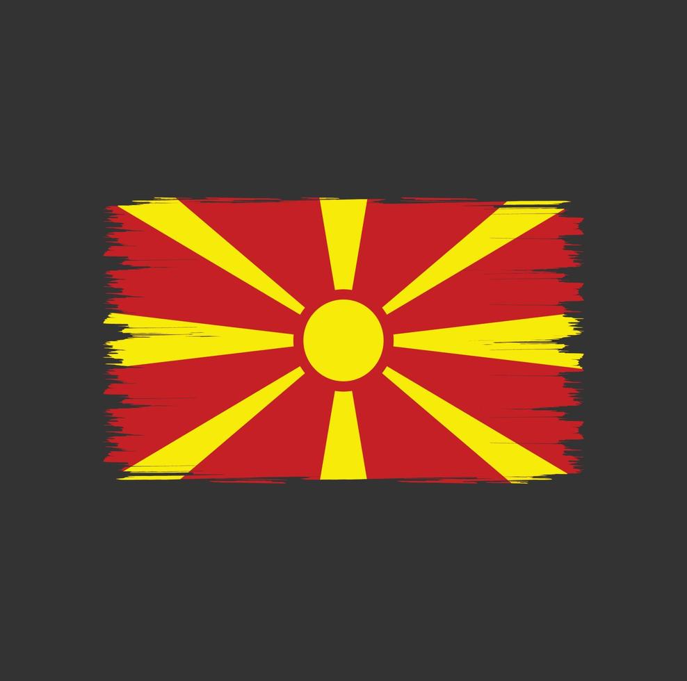 Flag of North Macedonia with brush style vector