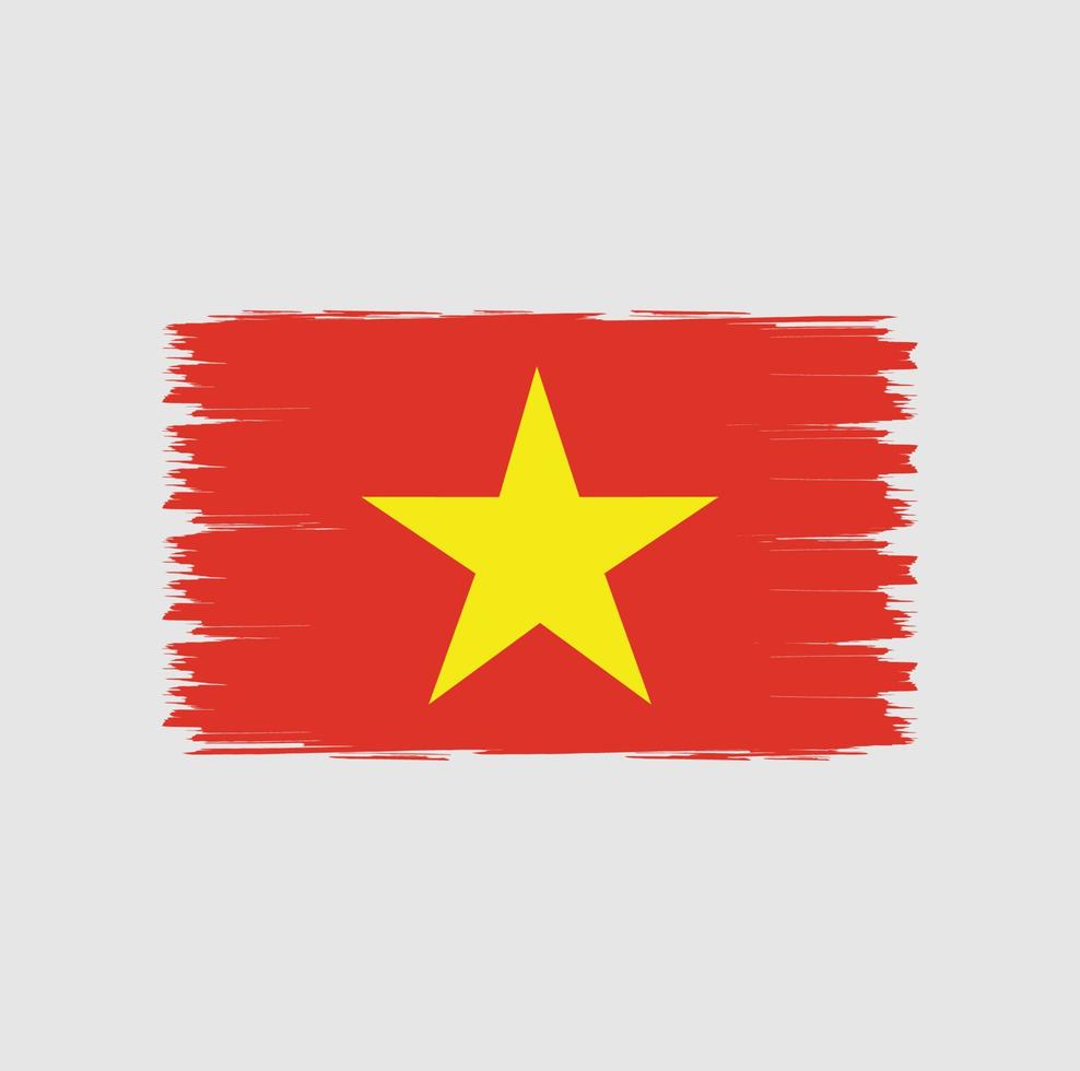 bandera de vietnam con vector de estilo de pincel de acuarela