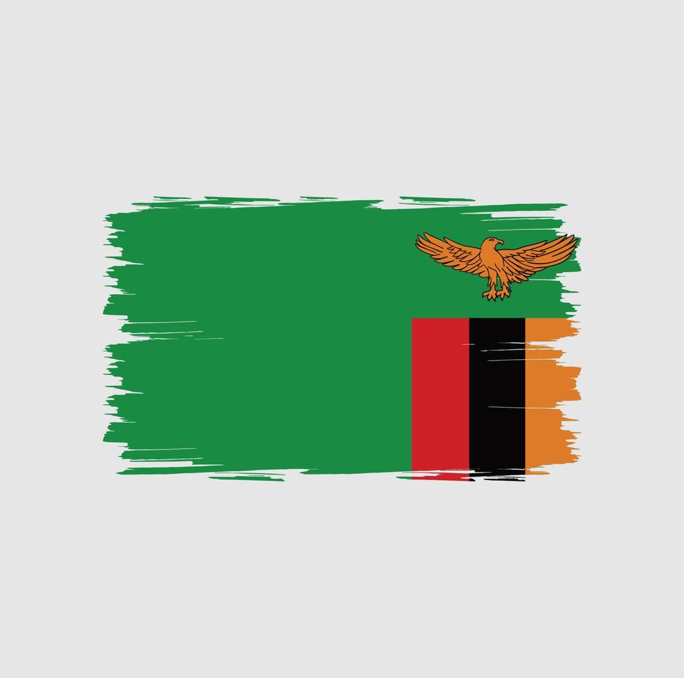 bandera de zambia con estilo de pincel vector