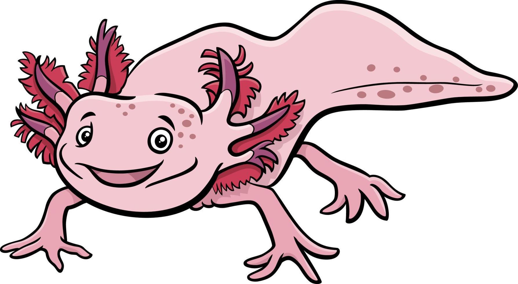 cartoon axolotl aquatic animal character vector