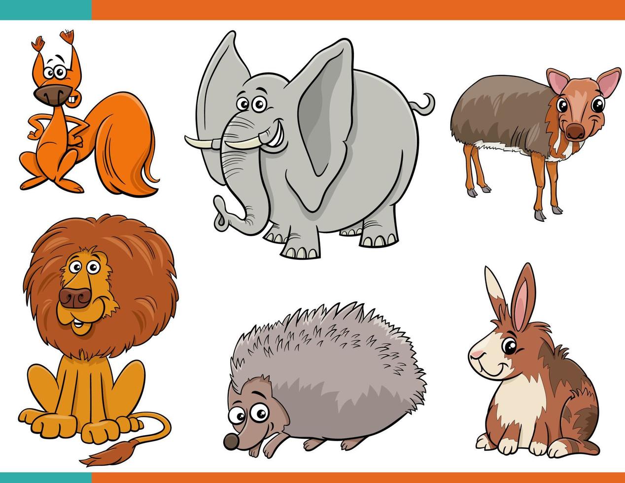 dibujos animados divertidos animales salvajes personajes de cómic conjunto vector