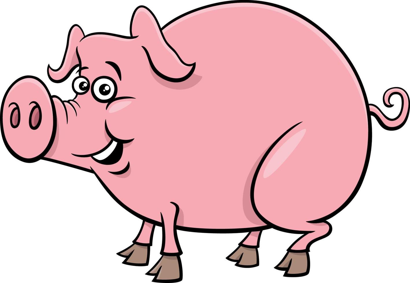 cartoon funny pig farm animal character vector