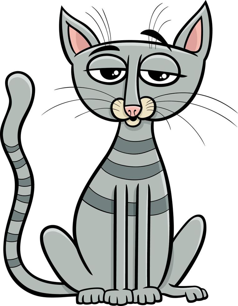 cartoon tabby cat comic animal character vector