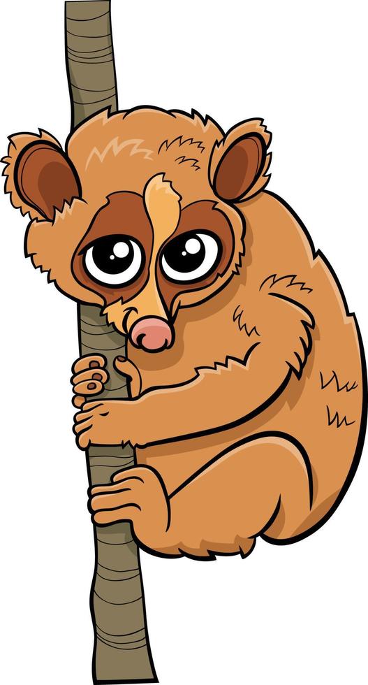 personaje animal cómico loris lento de dibujos animados vector