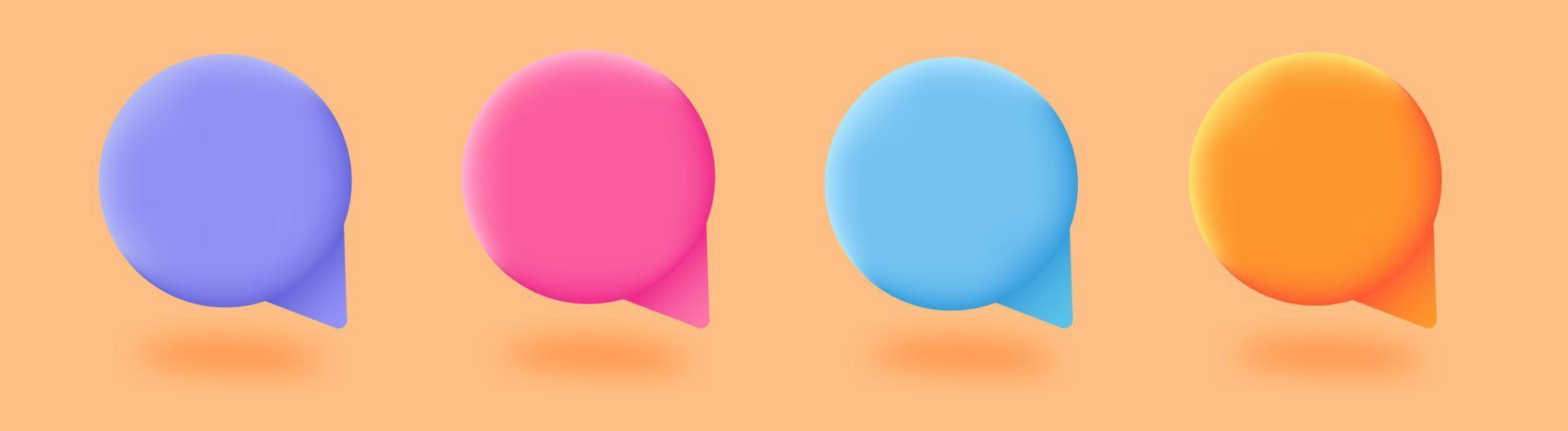 Set of minimal blank 3d chat boxes sign. 3d vector speech bubble illustration.