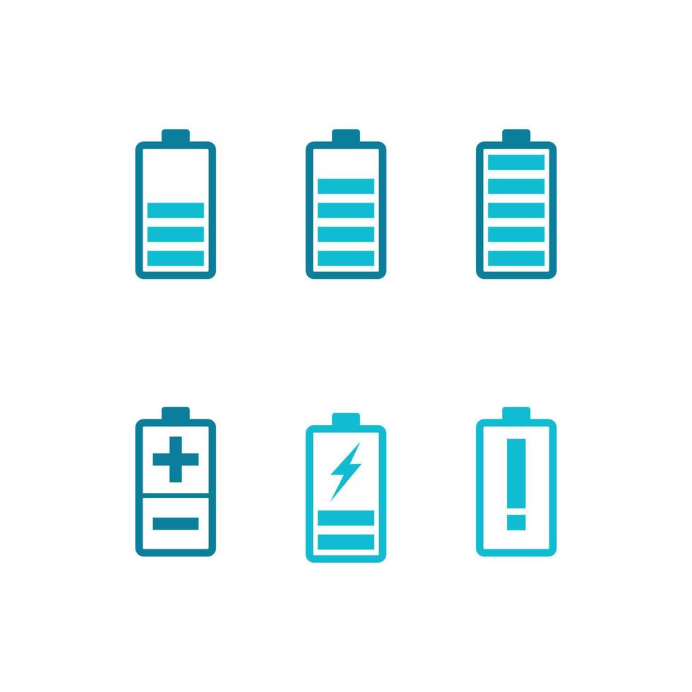 Battery icon and charging, charge indicator Vector logo design level Battery Energy Power running low up status batteries set logo Charge level illustration