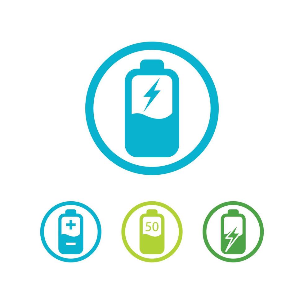 Battery icon and charging, charge indicator Vector logo design level Battery Energy Power running low up status batteries set logo Charge level illustration