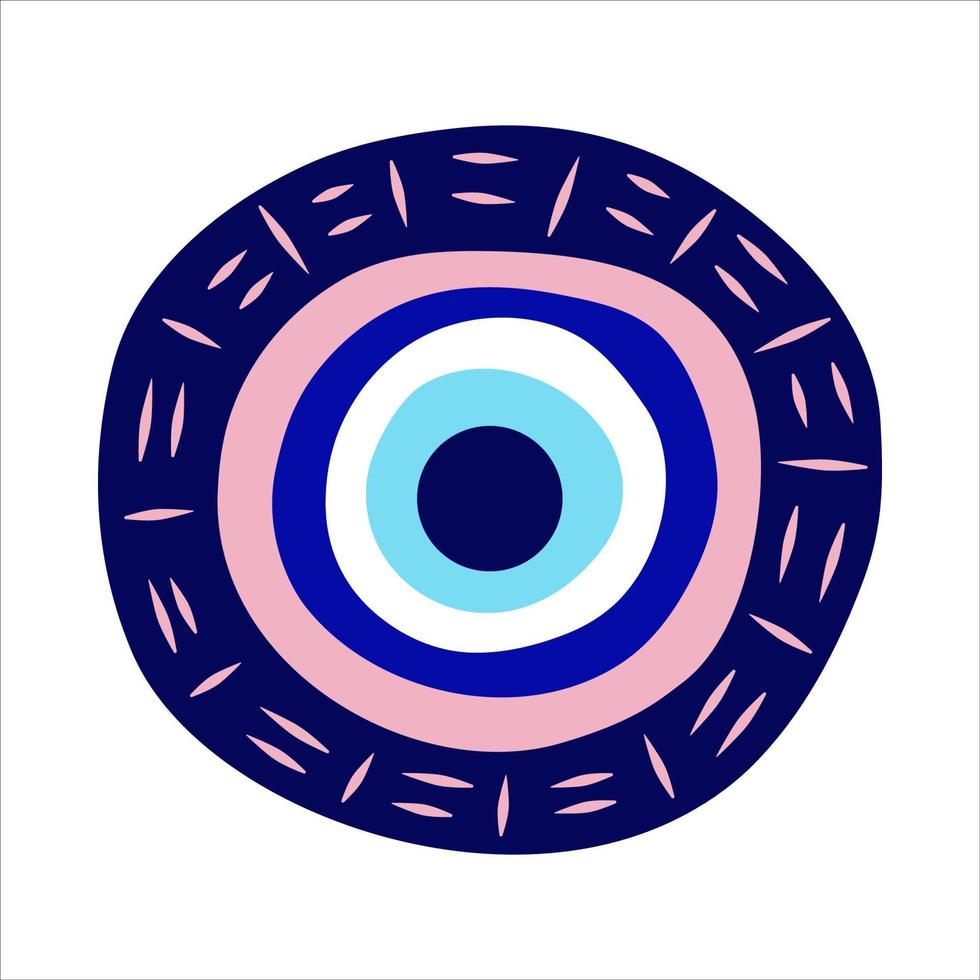 amuleto griego del mal de ojo aislado. ojo turco con pestañas y un globo ocular en azul para amuleto y protección. ilustración vectorial en un estilo plano vector