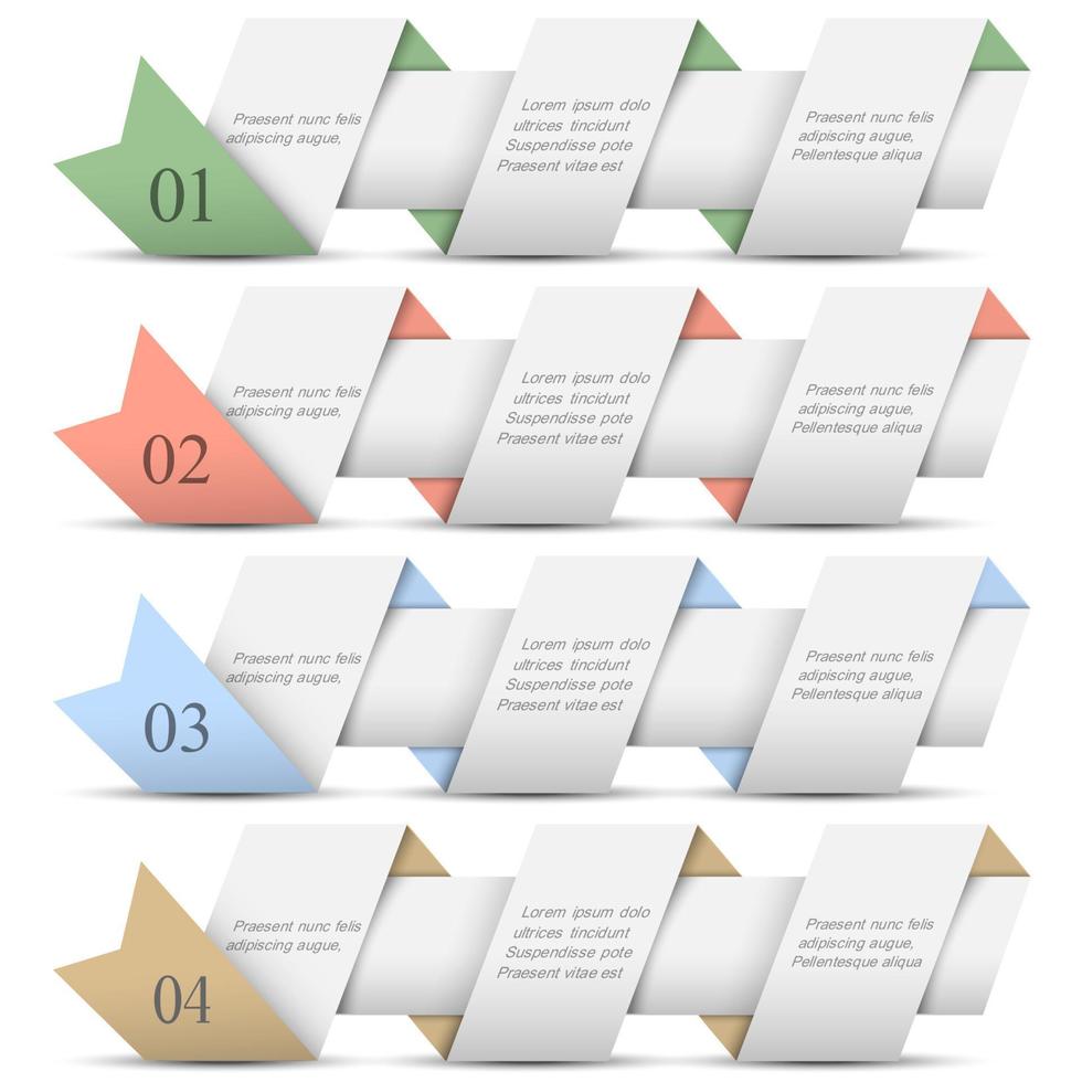 cuatro pancartas numeradas de papel de origami vector