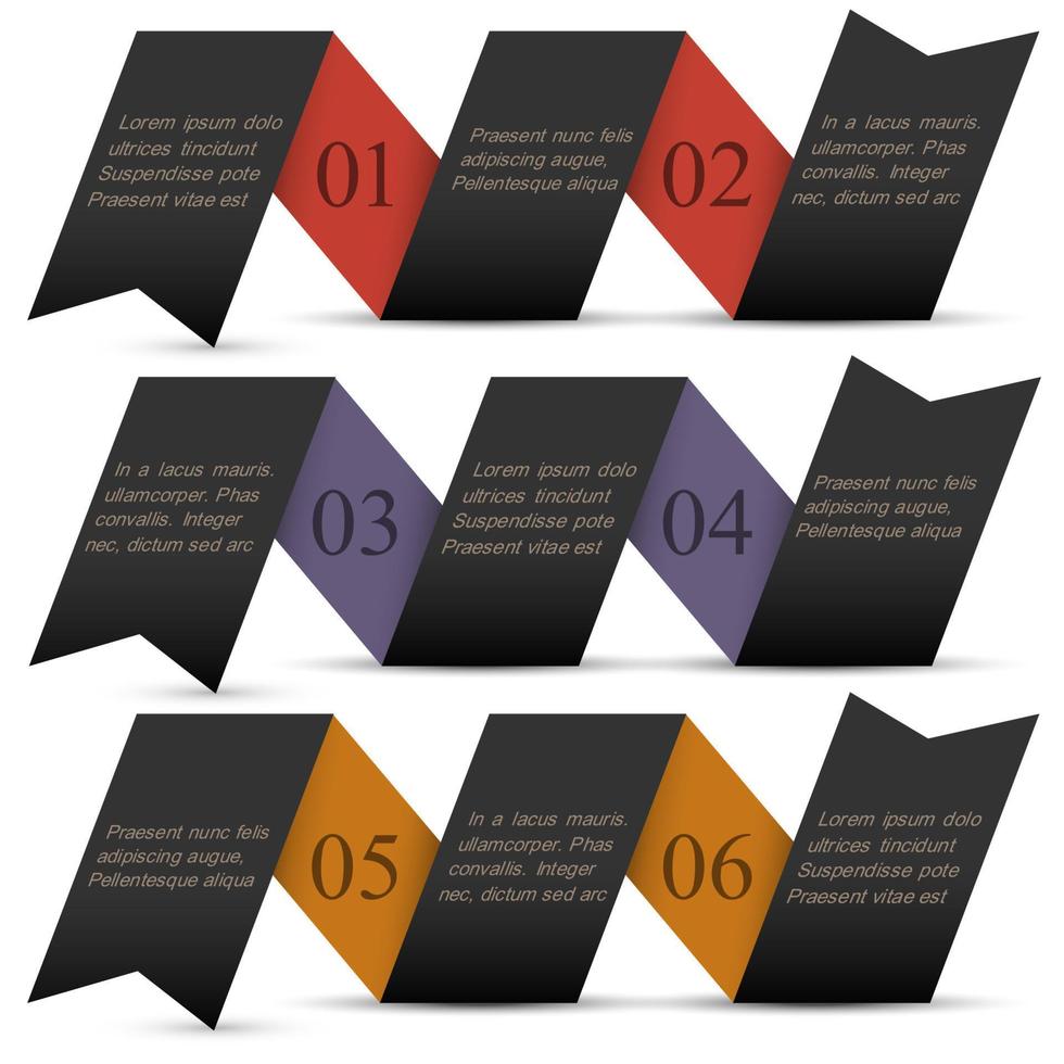 pancartas numeradas de papel negro de origami vector