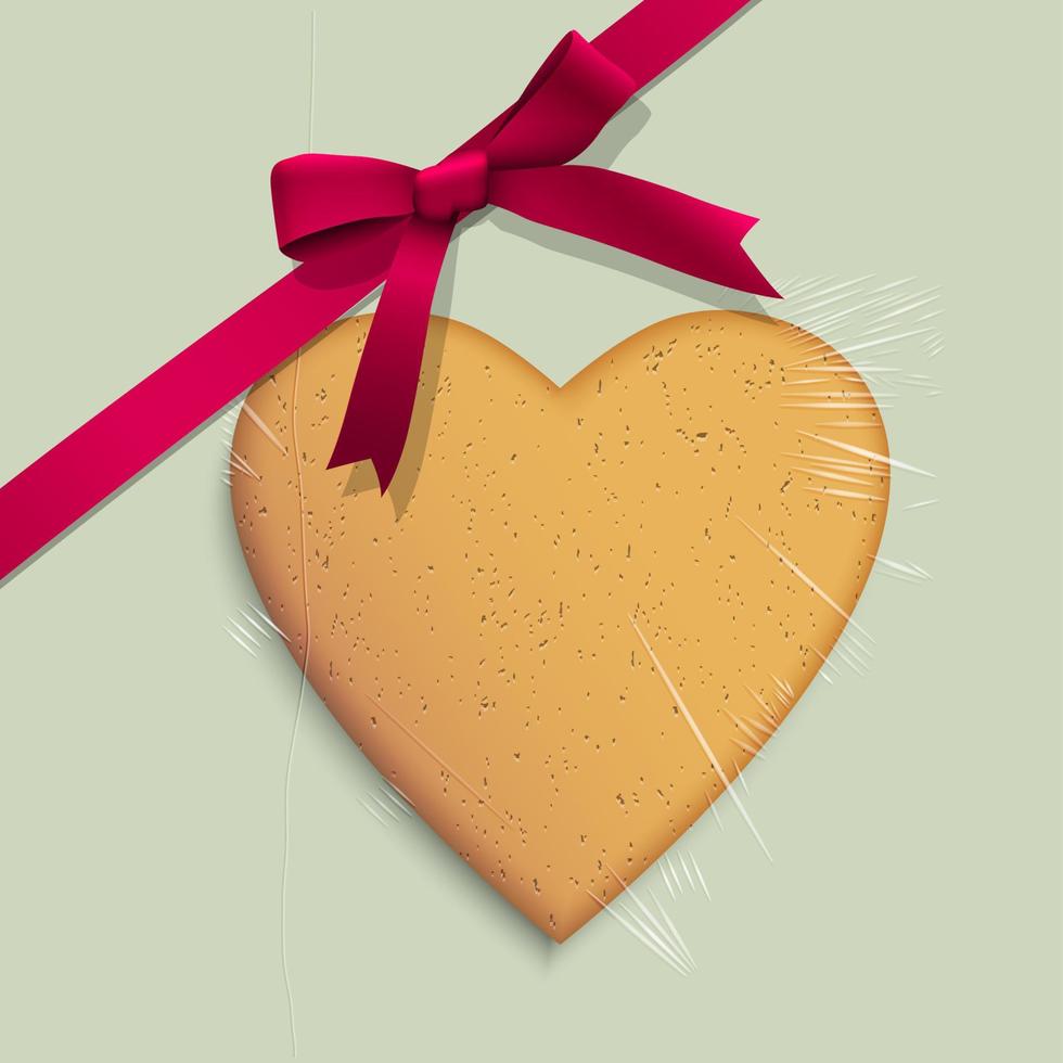 Gift box with cookie of heart shaped tied pink ribbon vector
