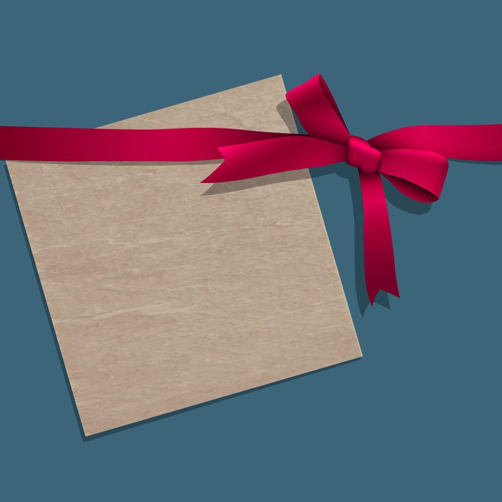 Paper note with pink ribbon vector