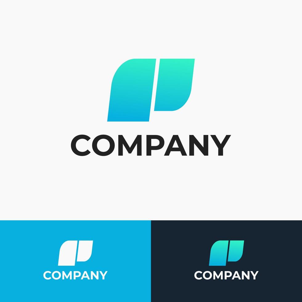 P Letter Initial Business Logo Concept with Modern Blue Gradient Color, Simple and Minimal Symbol Icon Vector Stock for Corporate