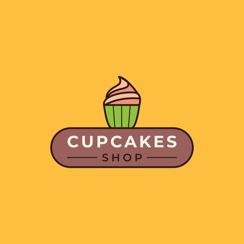 diseño de vector de logotipo para negocio de panadería o negocio de panadería en casa, con deliciosa ilustración de icono de cupcakes