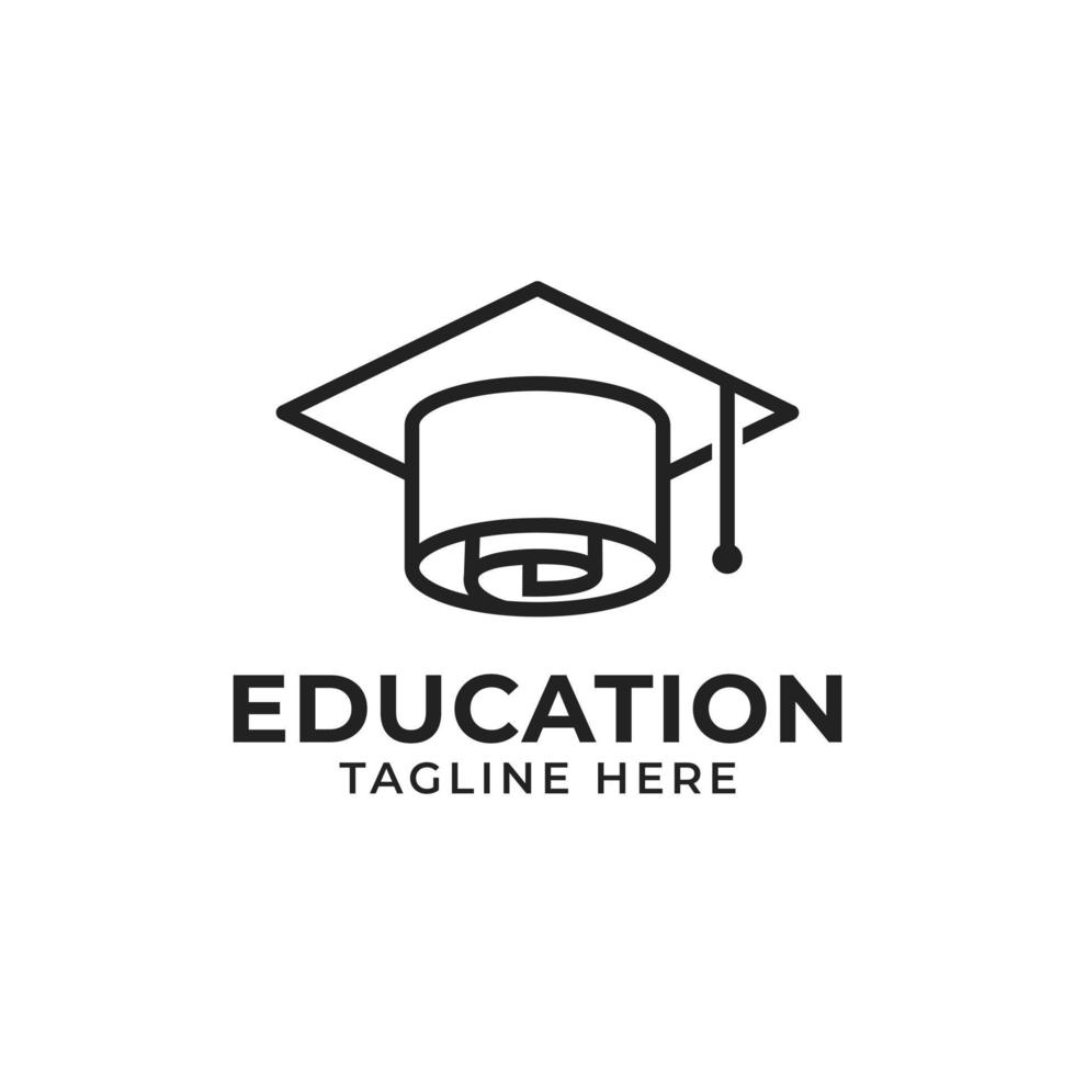 Paper Roll College Student Graduation Hat Icon for Education Logo Design vector