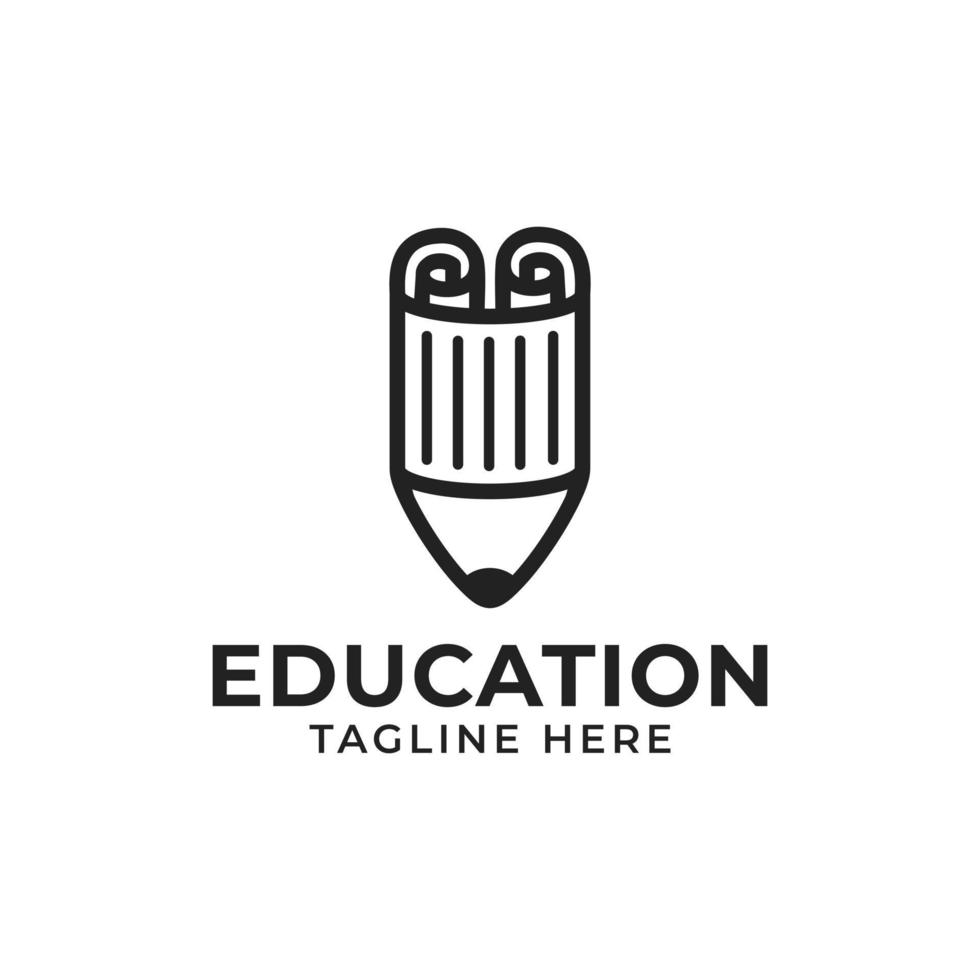 Sheet of Document Paper and Pencil Icon for Education Logo Design vector