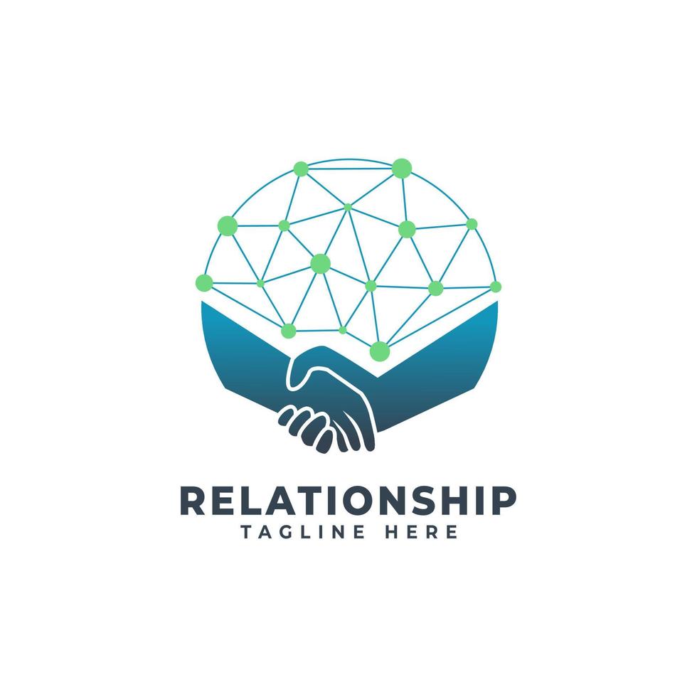 Handshake Logo Design and Cooperation Network Dots Icon Illustration or Work Partners Are Suitable for Business Symbols vector