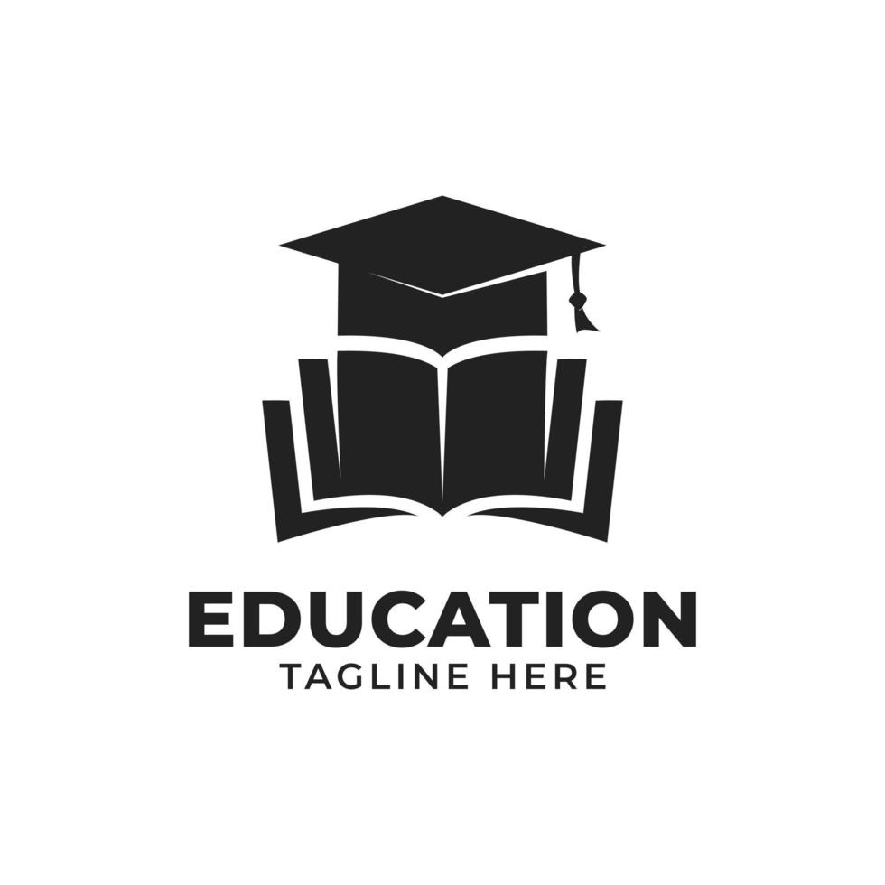 icono de sombrero de libro de educación para el diseño del logotipo de la escuela secundaria universitaria de la academia universitaria vector