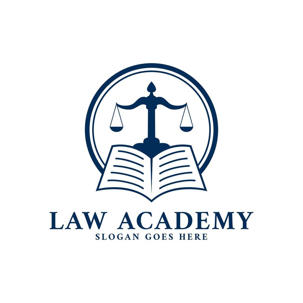 Law Firm Book Balance for University College Campus Academy High School Logo Design Vector