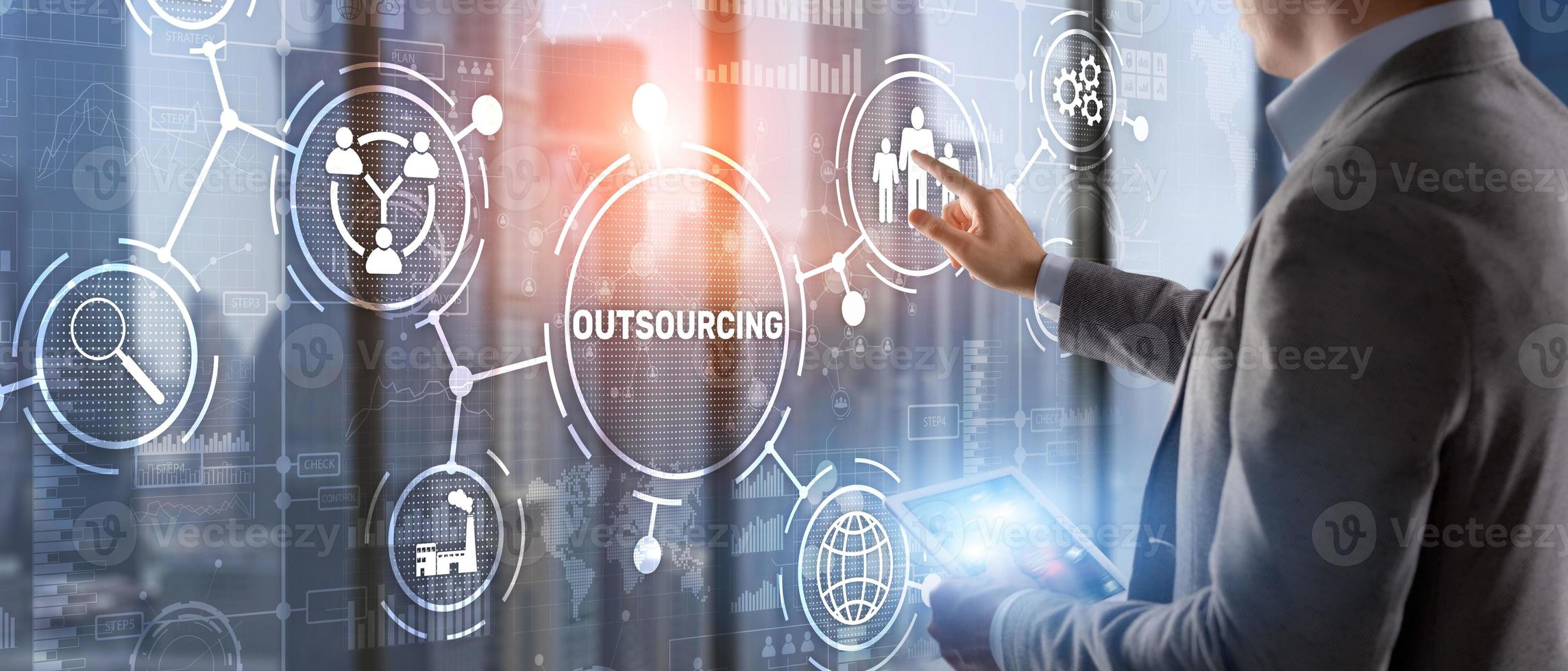 Outsourcing de recursos humanos de negocios concepto de tecnología de finanzas de internet foto