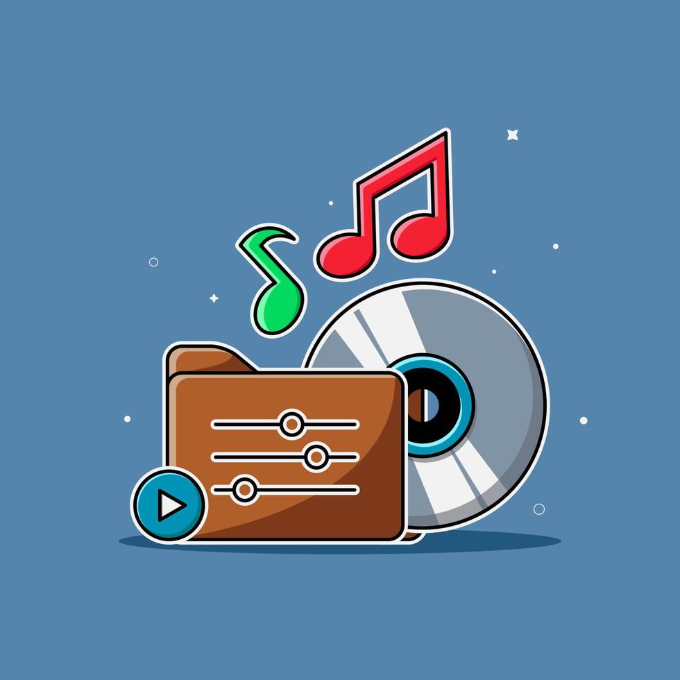 Music folder symbol with vinyl and note of music illustration vector