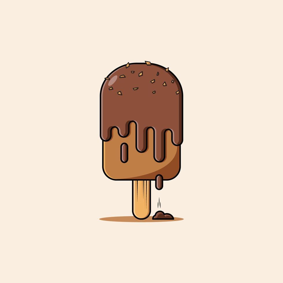 helado maní chocolate derretido icono ilustración vector