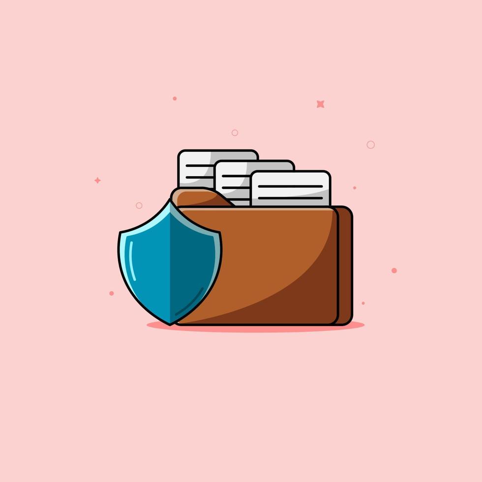 Protection folder with shield illustration vector
