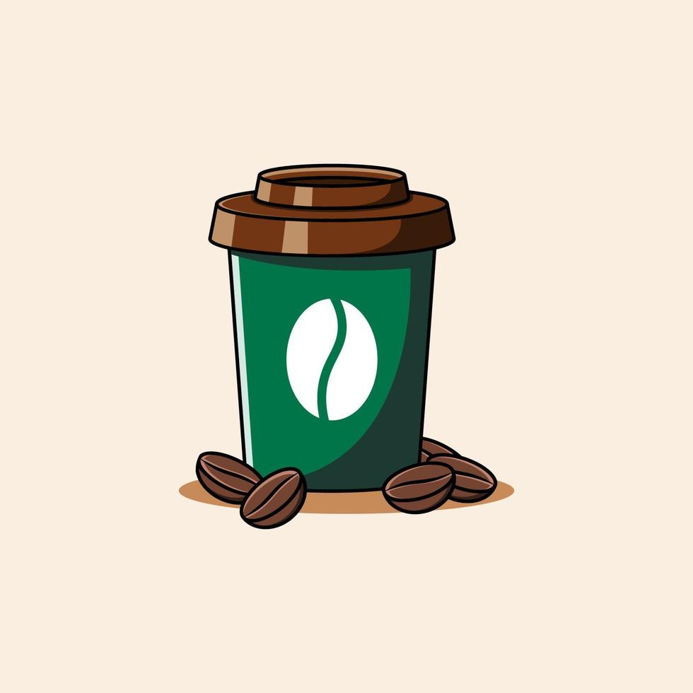 Coffee cup with coffee beans illustration vector