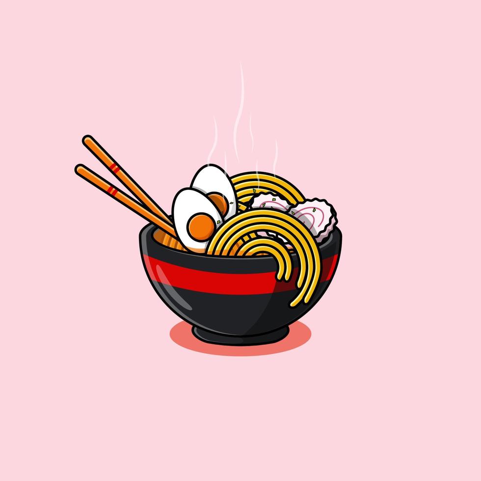 ilustración de fideos ramen tradicionales japoneses vector