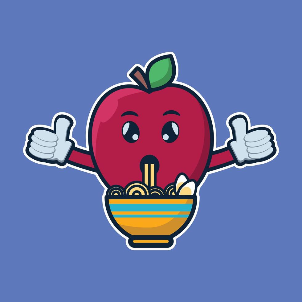 ilustración vectorial de carácter lindo manzana fruta vector