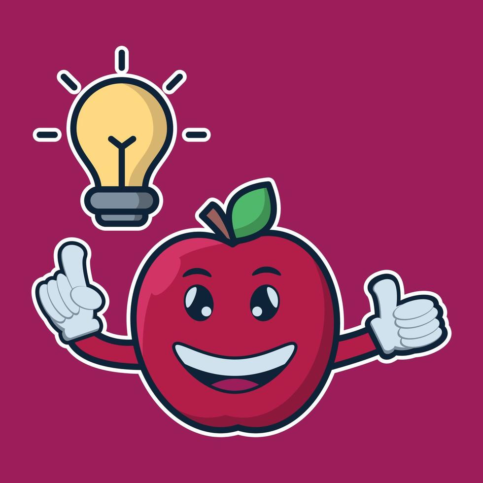 ilustración vectorial de carácter lindo manzana fruta vector