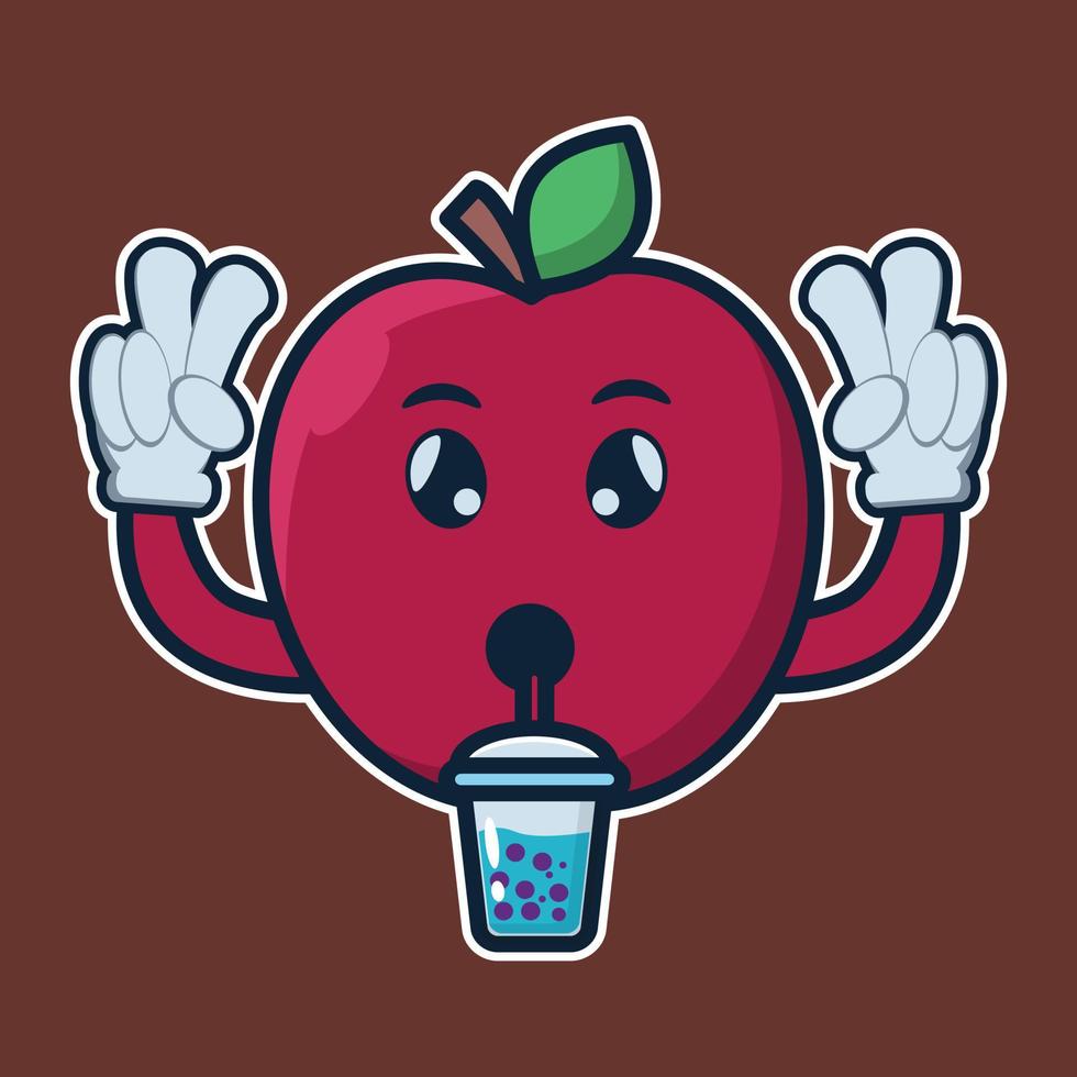 ilustración vectorial de carácter lindo manzana fruta vector