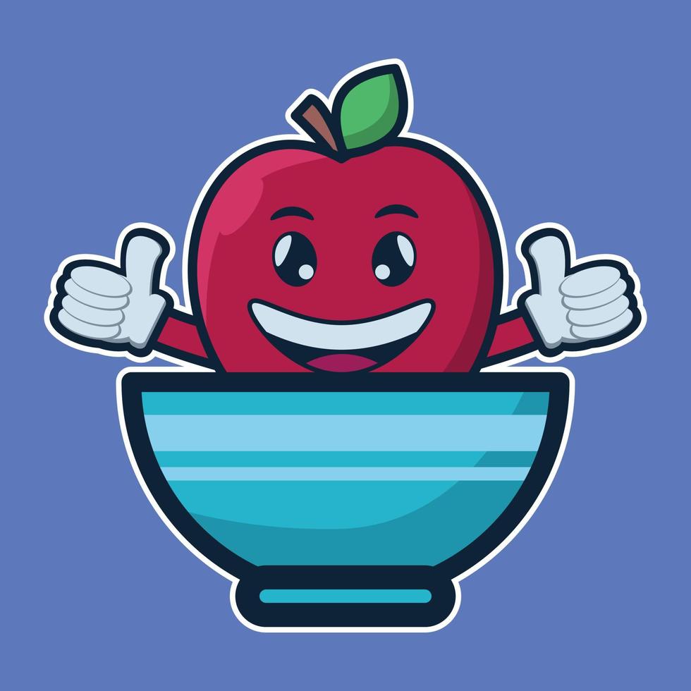 ilustración vectorial de carácter lindo manzana fruta vector