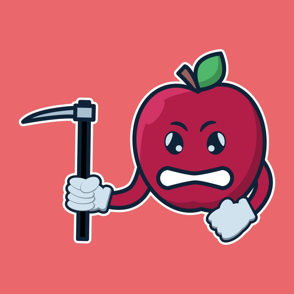 ilustración vectorial de carácter lindo manzana fruta vector