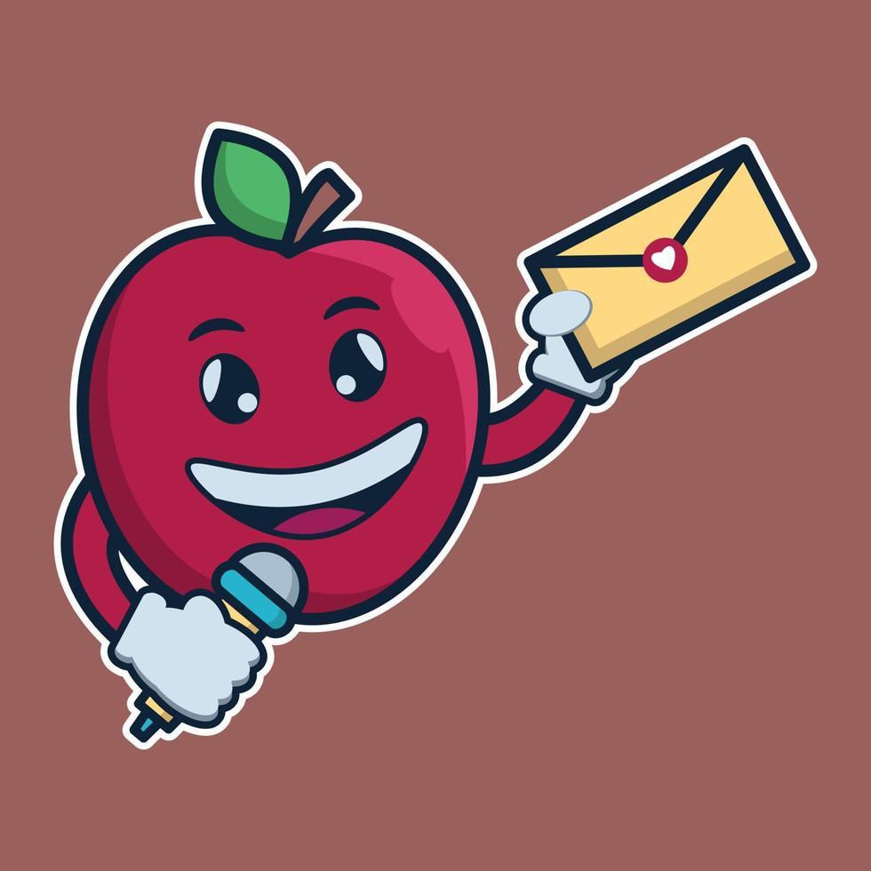 ilustración vectorial de carácter lindo manzana fruta vector