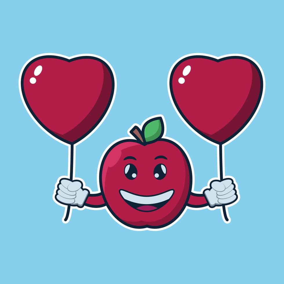 vector illustration of cute character apple fruit