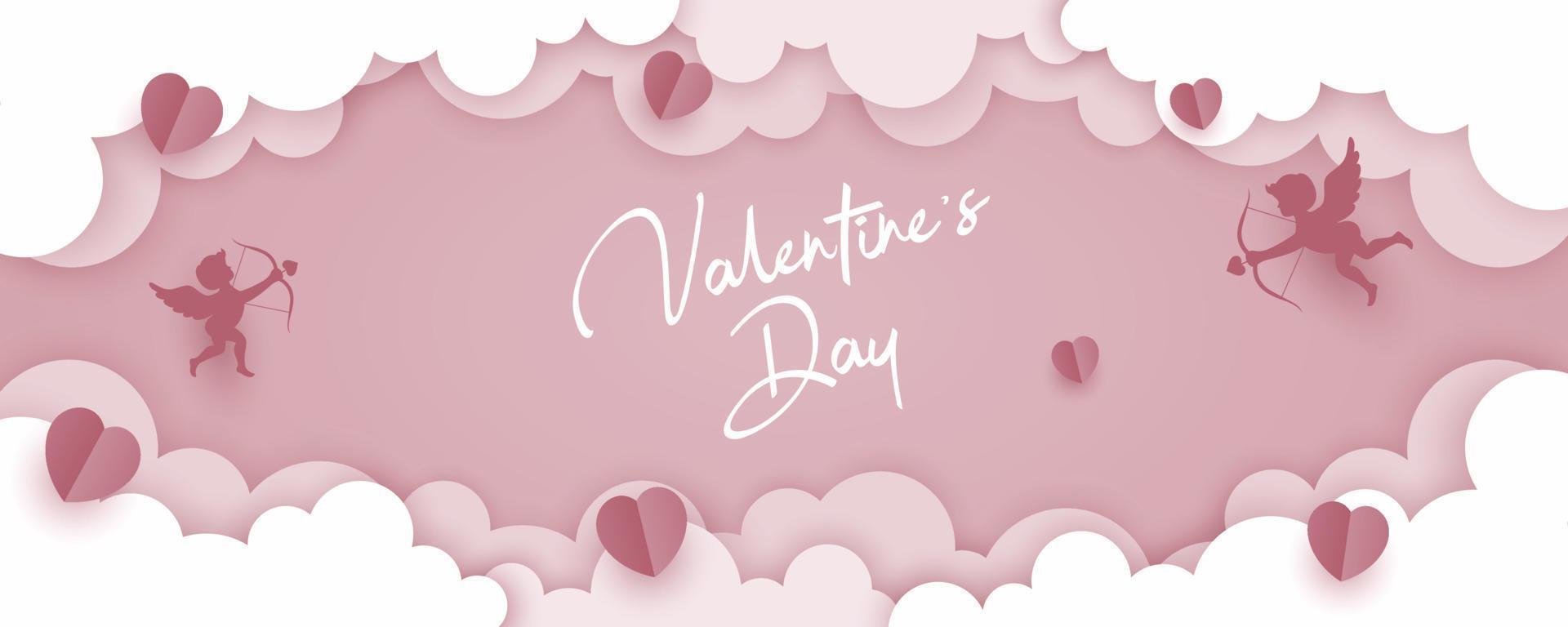Happy Valentine's Day banner in paper art style vector