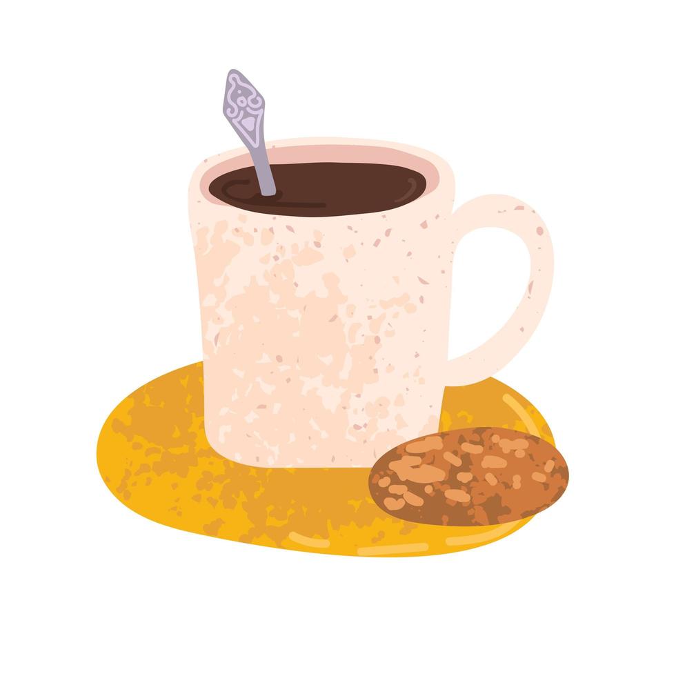 taza de té y galleta ilustración vector