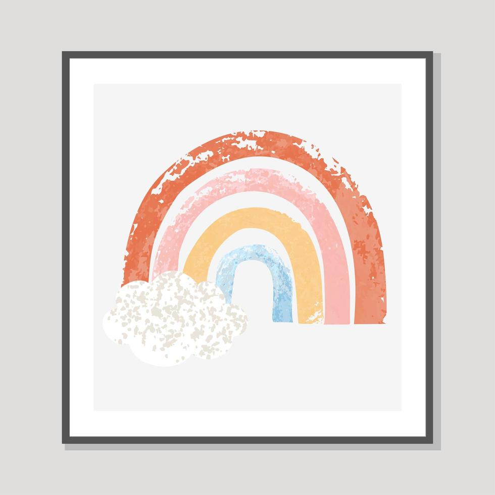 Hand drawn illustration of rainbow in cartoon scandinavian style vector