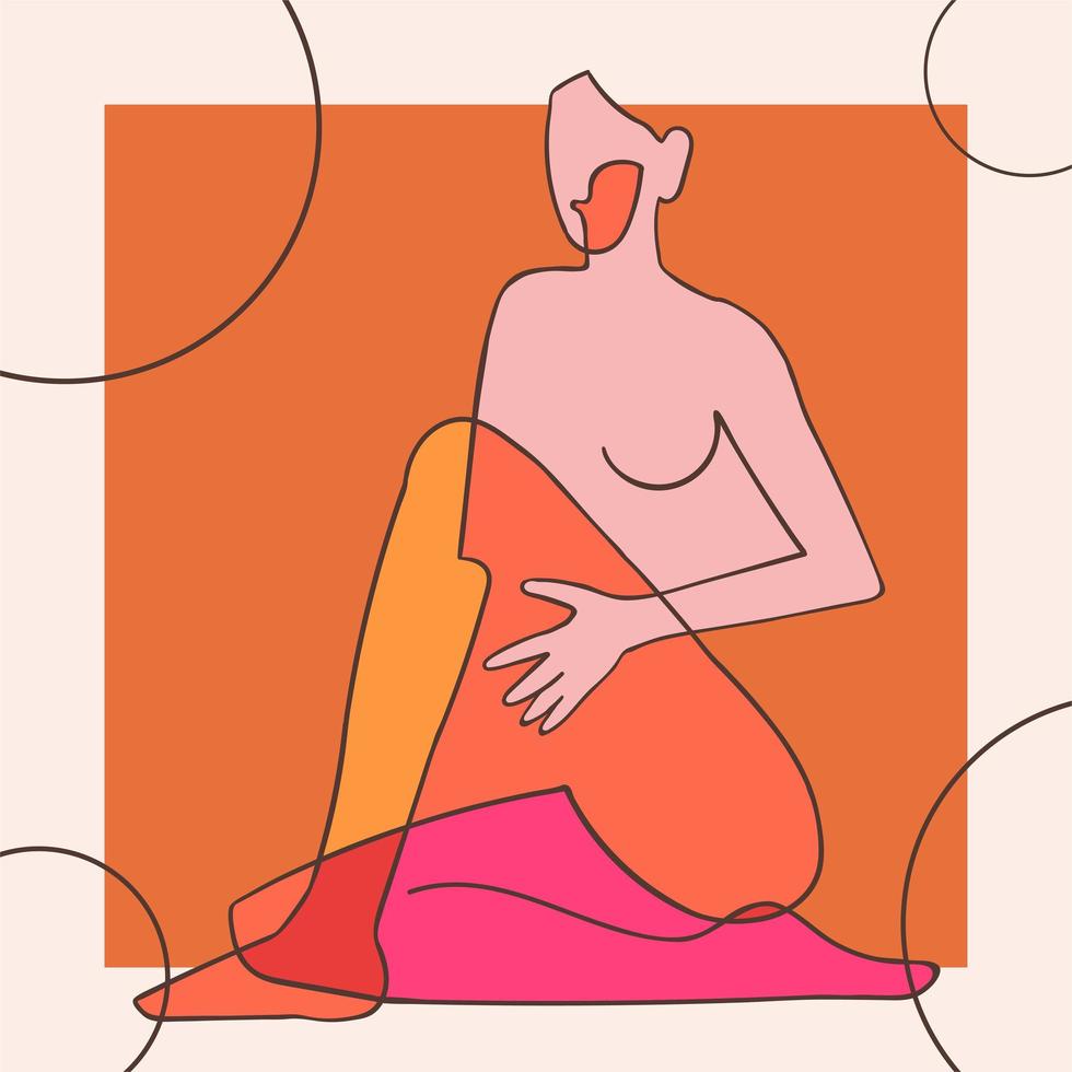 Ilustración del esquema del cuerpo de la mujer sobre fondo abstracto vector