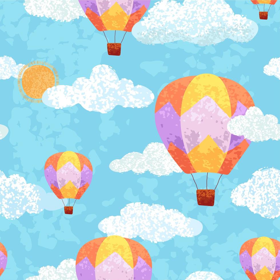 Seamless Pattern with Illustration of Air Balloons vector