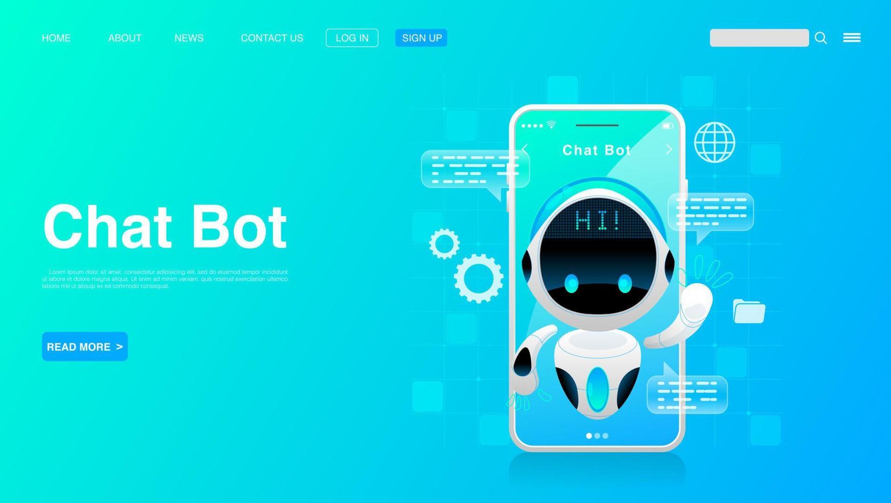 concepto de robot de chat. tecnología de bots de chat y centro de ayuda en línea. pasos vectoriales 10 vector