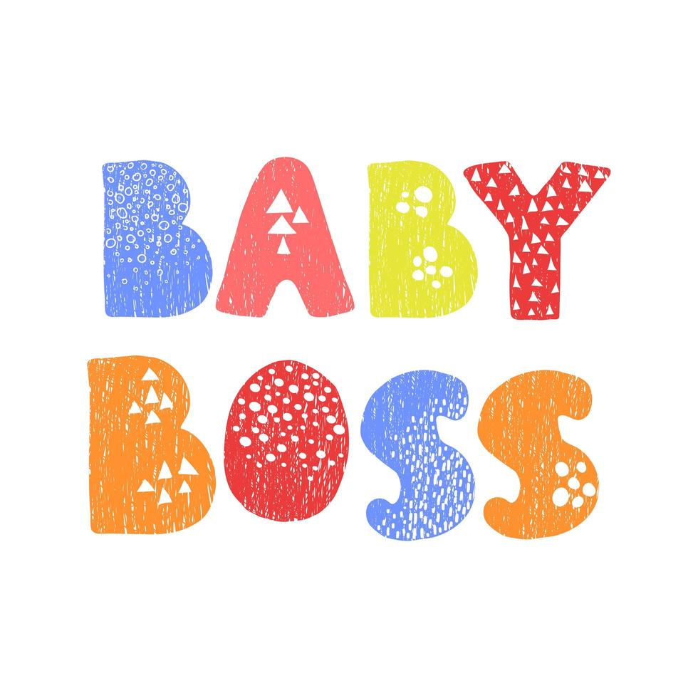 Baby Boss - fun hand drawn nursery poster with lettering vector
