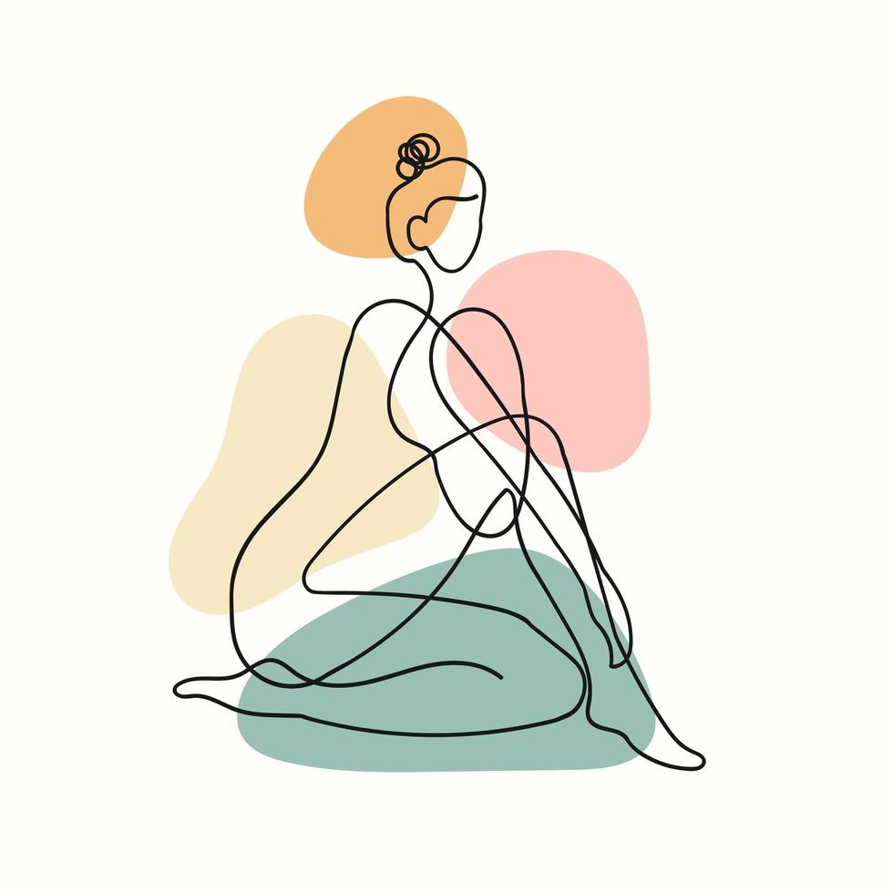Outline illustration of woman body with blob shape vector