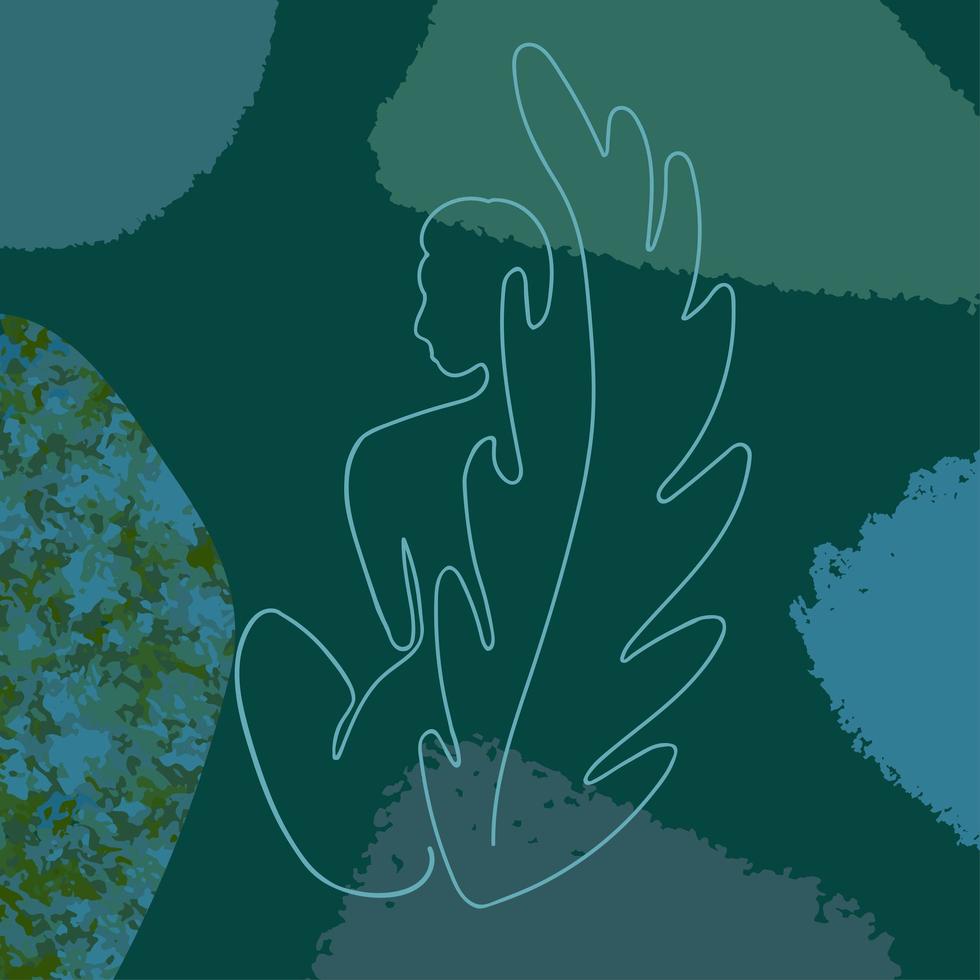 Outline illustration of woman body on abstract backgroung vector