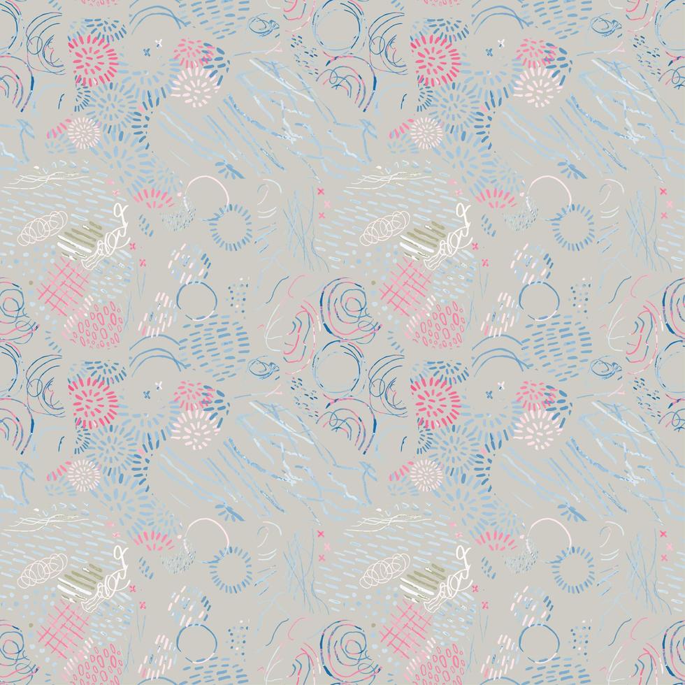 Seamless pattern with hand drawn abstract lines, doodles vector